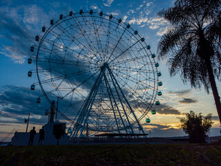 Colorful view of the illuminated Ferris wheel - Foz do Iguacu - Parana - Brazil