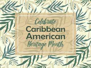 Seamless pattern background with abstract hand drawn plant silhouette. AAPI history, Caribbean American Heritage month vector banner design