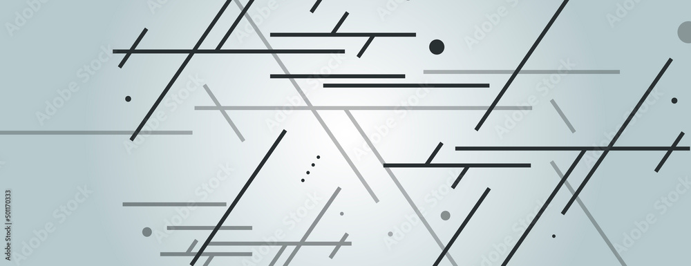 Poster Geometric simple blue dynamic lines. Futuristic graphic design illustration. Banner abstract background