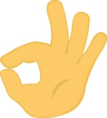 Vector illustration of a yellow colored cartoon hand doing an ok or perfect gesture
