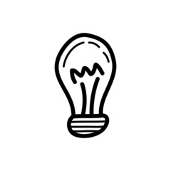 Sketch light bulb. Hand drawn doodle icon. Sign symbol. Vector.