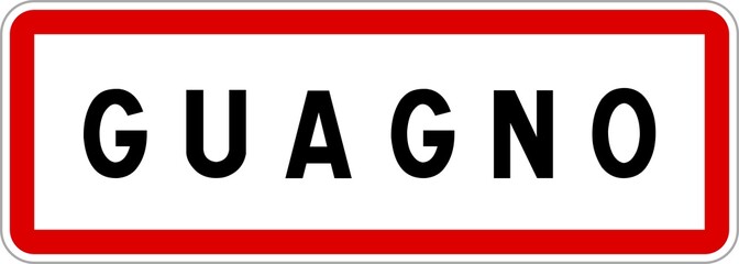 Panneau entrée ville agglomération Guagno / Town entrance sign Guagno