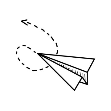 Sketch paper plane. Hand drawn doodle icon. Sign symbol. Vector.