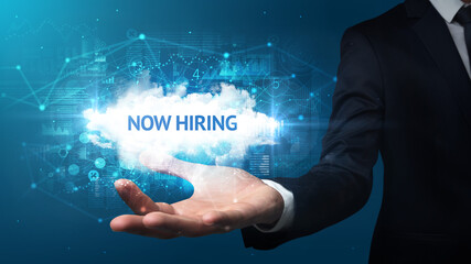 Hand of Businessman holding motivational message