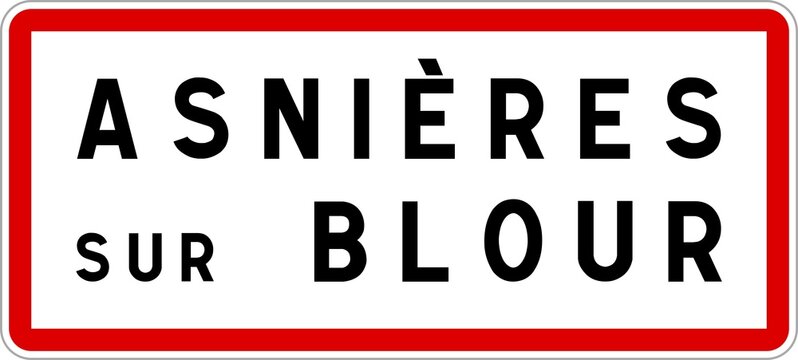 Panneau entr&eacute;e ville agglom&eacute;ration Asni&egrave;res-sur-Blour / Town entrance sign Asni&egrave;res-sur-Blour