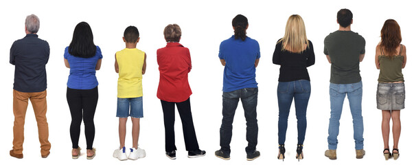 group of people with arms crossed on white background