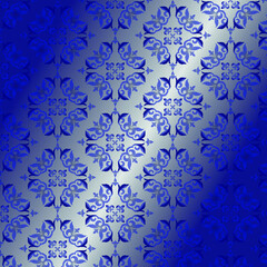 Indo-Persian ornament in oriental vintage style on a blue background. Royal, luxurious blue wallpaper. Background for covers, flyers, announcements, flyers, labels, posters, banners and invitations. v