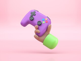Hand holding a gamepad. 3D render