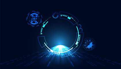 abstract technology ui futuristic concept space circle hologram and speed innovation on hi tech future design background