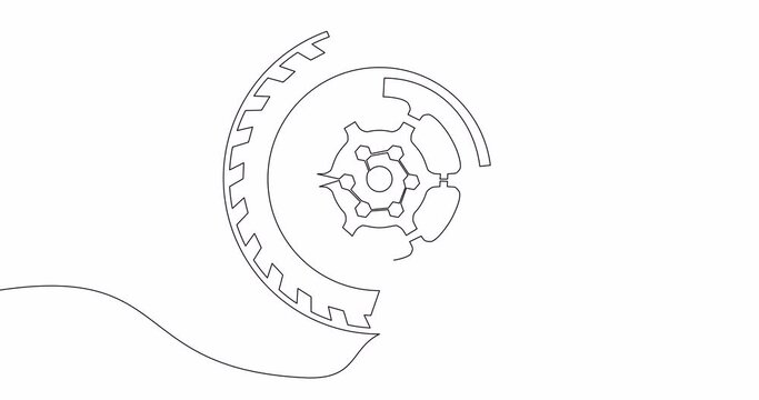 Self drawing line animation car wheel continuous line drawn concept