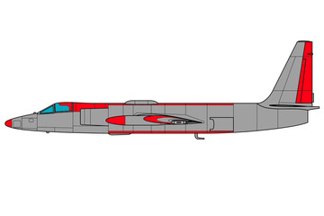 Avión de reconocimiento rojo y gris
