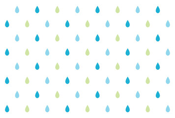 シンプルな3色の雨のシームレスパターン　雫　青　水色　黄緑　緑　背景　素材
