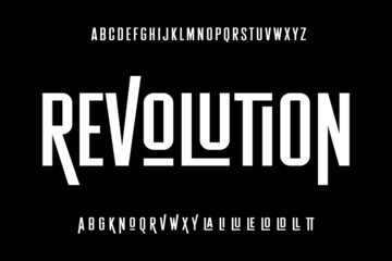 Condensed alphabet display font vector with alternate and ligature