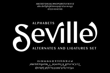 Luxury decorative alphabet font vector with alternate and ligature - obrazy, fototapety, plakaty