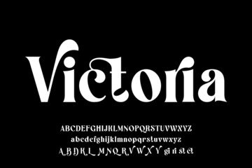 Elegant luxury alphabet display font vector with ligature and alternate - obrazy, fototapety, plakaty