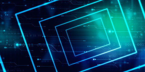 2d illustration Abstract futuristic electronic circuit technology background