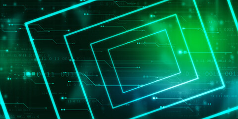 2d illustration Abstract futuristic electronic circuit technology background