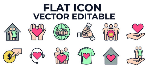 Fototapeta premium charity set icon symbol template for graphic and web design collection logo vector illustration