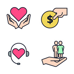 charity set icon symbol template for graphic and web design collection logo vector illustration