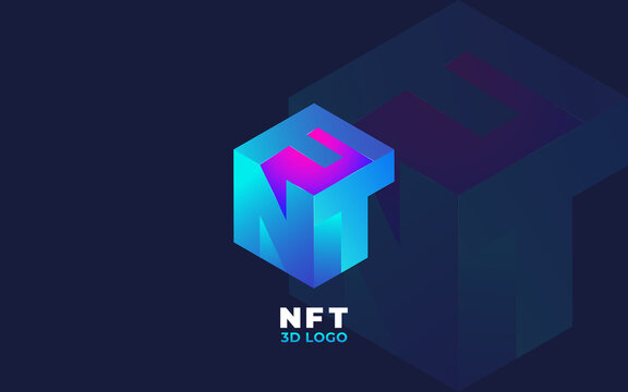 3D Cube Logo Design With NFT Word