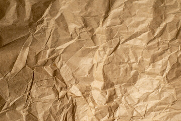 texture background of craft brown crumpled paper