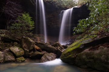 Pine Island double falls, deep in the hills of Eastern Kentucky