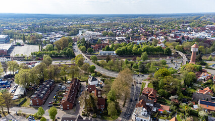 Stadt Lingen Ems Luftaufnahmen - Wasserturm und Verkehr