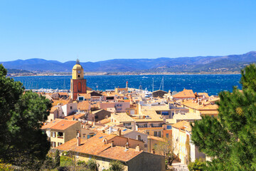 Fototapeta na wymiar View from the Citadel to the old town from Saint Tropez, French Riviera