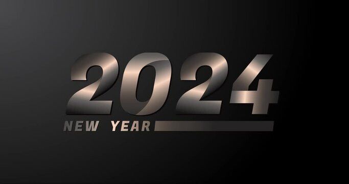 2024 animation Isolated on Black background, 2024 new year design template