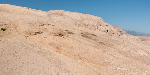 Rocky desert landscape with blue sky in summer