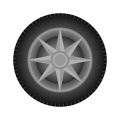 Fototapeta premium Set of car wheels. Automotive tires. Wheel disk icon isolated on white background. Automobile rims design