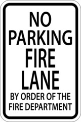 No Parking Fire Lane Sign On White Background