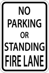 No Parking Fire Lane Sign On White Background