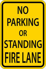 No Parking Fire Lane Sign On White Background