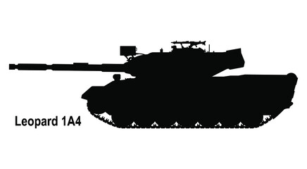 Leopard 1 tank. Leopard tank icon. Retro battle tank Leopard 1A4. Vector illustration. Tank silhouette © chekman
