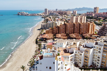 Bird's eye view of the Spanish tourist region stretched between two seas.