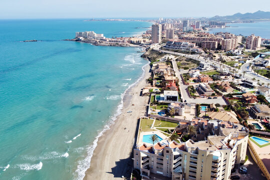 Bird's eye view of the Spanish tourist region stretched between two seas.