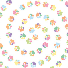 Circular pattern colorfull of pet, dog or cat footprints	

