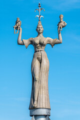 Imperia statue at the entrance of the harbor of Constance at Lake Constance, Baden-Wurttemberg,...