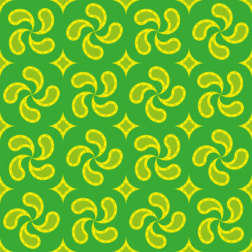 Seamless vector pattern with Basque cross Lauburu. Fabric textile print.