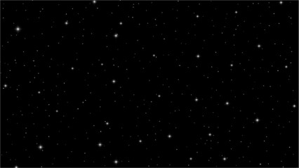 Starry night abstract background with scattered vector stars in the black sky