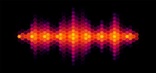 Audio or music shiny sound waveform with hexagonal filter