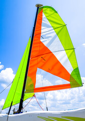 colorful sail of a catamaran