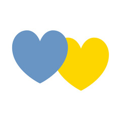 Blue and yellow hearts. Stand with and support Ukraine. Pray Ukraine. Russian-Ukrainian conflict. Stop world war. Banner cartoon design. 