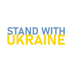 Stand with Ukraine text design. Pray Ukraine. Russian-Ukrainian conflict. Stop world war. Banner design. 