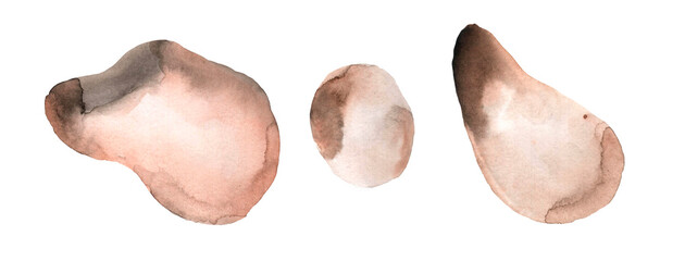 Watercolor brown and beige strokes and texture. Handdraw design.