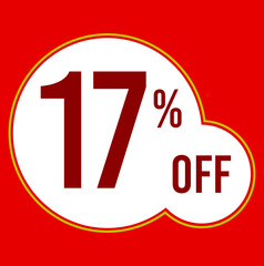 17 percent red banner with white ballons and red lettering for promotions and offers