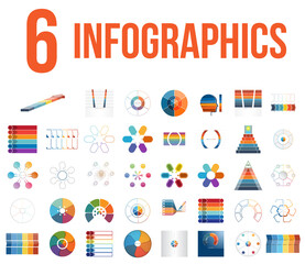 Mega set of infographics.Vector templates 6 positions for text area can be used for advertising workflow, banner, diagram, web design, area chart.