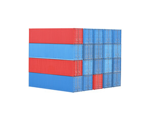 Fototapeta na wymiar Stack of cargo containers isolated on white background