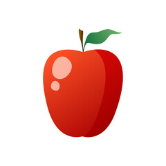 Red apple cartoon style vector illustration. Summer fruits for healthy lifestyle. Sweet fruit harvest.